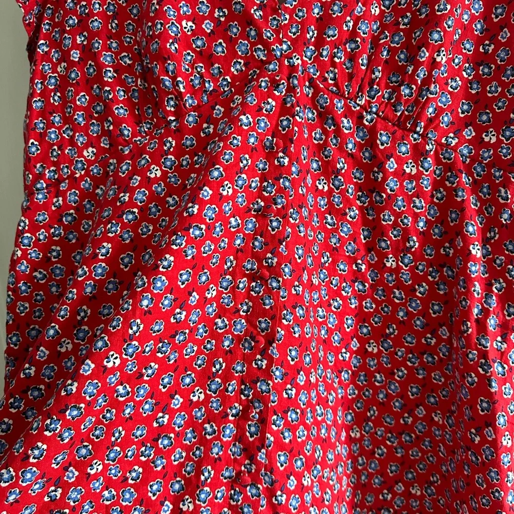 Red, White, & Blue Floral Flutter Sleeve Sundress - Picture 3 of 6
